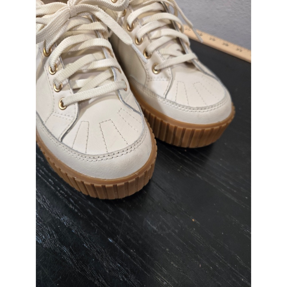 Sorel Out N About III Low Leather Platform Sneakers Cream Tan NL5310-191 Size 8 - Picture 3 of 7